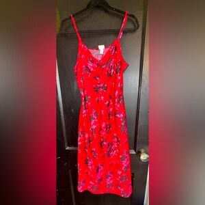 A New Day Red Floral Midi Dress